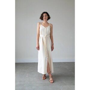 NWOT Vesta Studios 'Lotus' buttondown dress in ivory linen, XS
